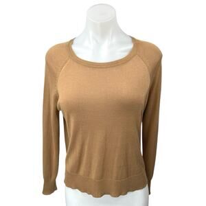 ZARA Women's Brown Knit Crew Neck Long Sleeve Pullover Sweater Shirt Top Size S